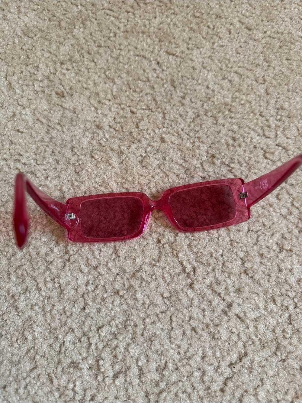 Pink Rectangular Transparent Sunglasses - Picture 4 of 6